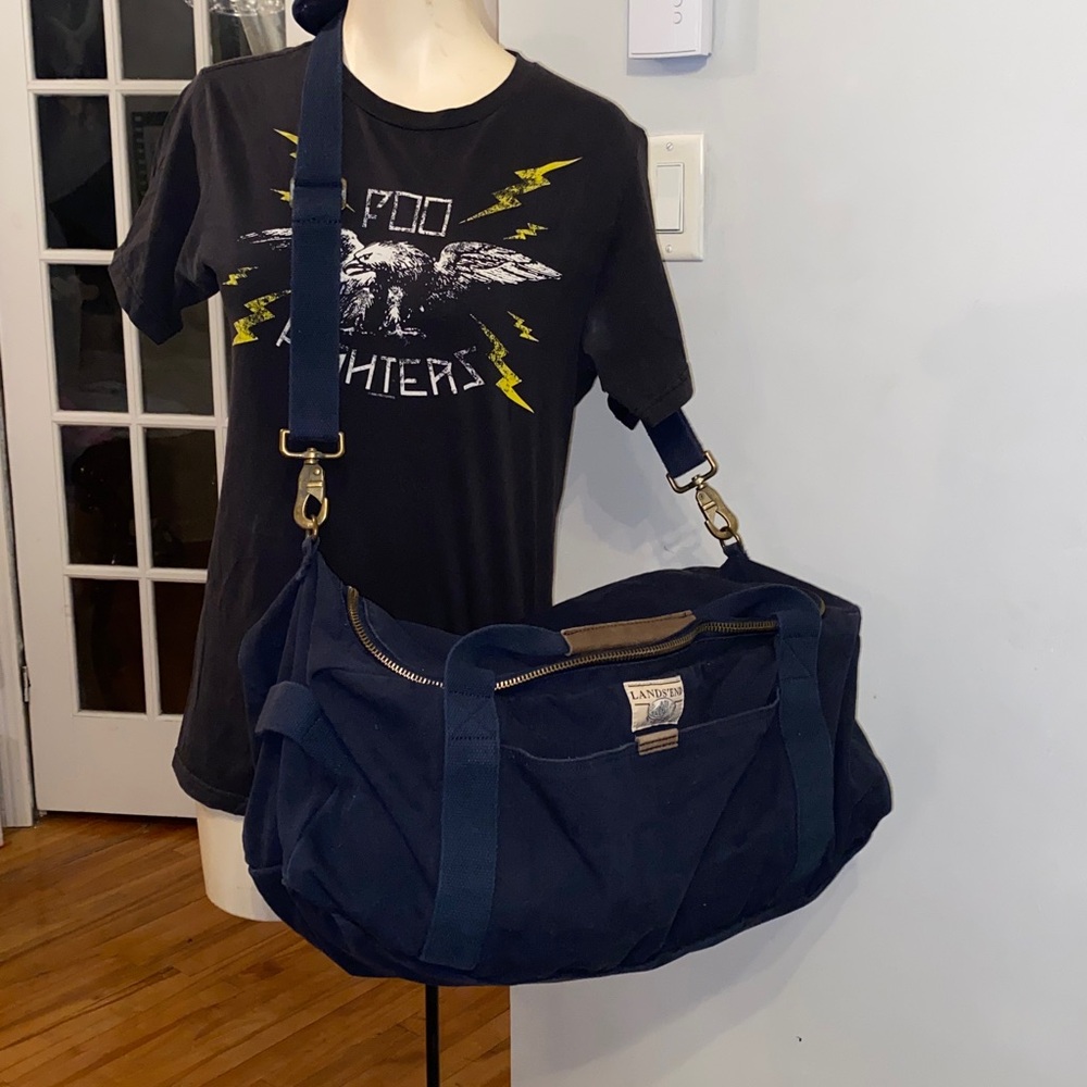 Vintage Lands' End Canvas Duffle Travel Bag